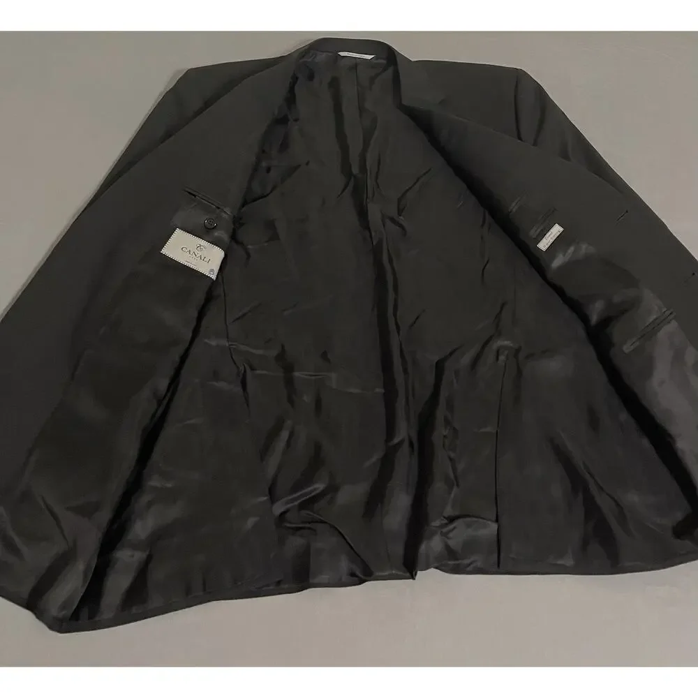 Canali Mens 40R Black Travel Water Resistant Blazer Sport Coat Italy